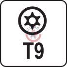 Torx kulcs, biztonsági(furatos) T9 "T" markolattal