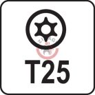 Torx kulcs, biztonsági(furatos) T25 "T" markolattal