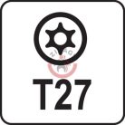 Torx kulcs, biztonsági(furatos) T27 "T" markolattal