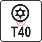 Torx kulcs, biztonsági(furatos) T40 "T" markolattal