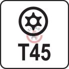 Torx kulcs, biztonsági(furatos) T45 "T" markolattal