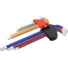 Színezett imbusz kulcs készlet 9 részes 1,5-10mm extra hosszú, gömbvégű