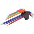 Torx kulcskészlet, színezett, hosszított 9 részes (T10-T50)