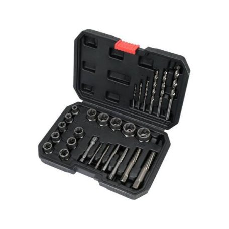 Roncsolt-, törtcsavar kiszedő és fúró készlet 26 részes 3/8"