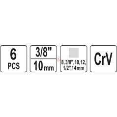 Olajleeresztő kulcs készlet 3/8", 6 részes