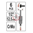 Sérült csavar kiszedő dugókulcs készlet 6 részes 1/2": 17-27 mm