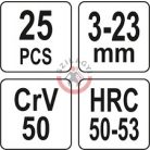 Törtcsavar kiszedő készlet 25 részes (belső torx, imbusz és spline csavarokhoz)