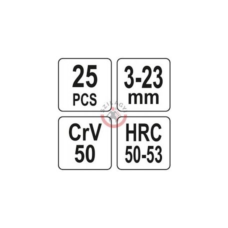 Törtcsavar kiszedő készlet 25 részes (belső torx, imbusz és spline csavarokhoz)