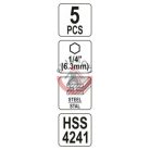 Törtcsavar kiszedő készlet 5 részes bitbefogás