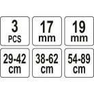 Kipufogócső tágító készlet 3 részes, 29-89 mm