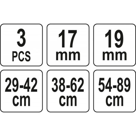 Kipufogócső tágító készlet 3 részes, 29-89 mm