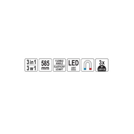 felszedő flexibilis nyéllel, mágnessel és LED lámpával 585 mm