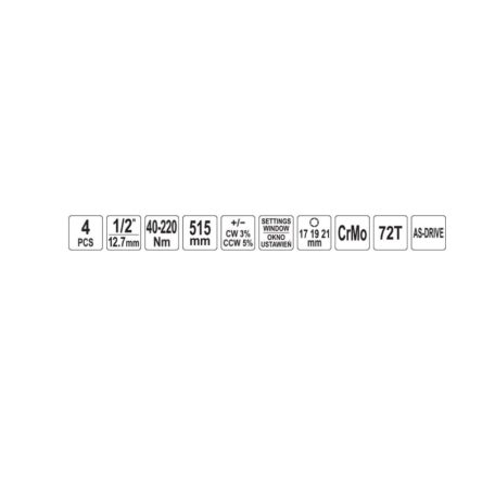 Ablakos nyomatékkulcs készlet 1/2" 40-220 Nm
