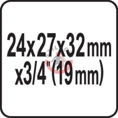 Kereszt kulcs 24x27x32mm x 3/4"