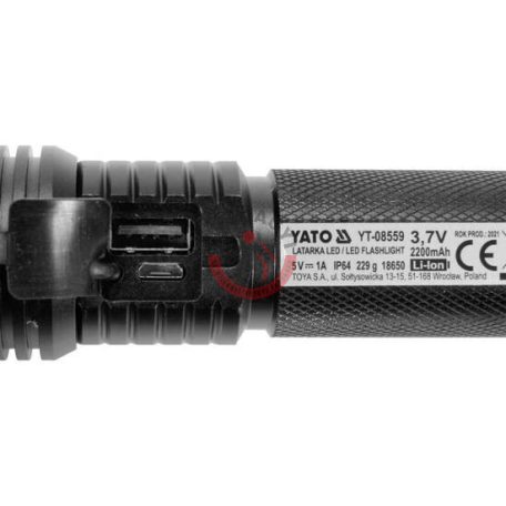 Zseblámpa LED 10W 900LM IP64, LI-ION 3,7V