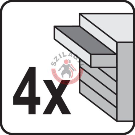 Szerszámosláda fém 4 fiókos 218x360x520mm