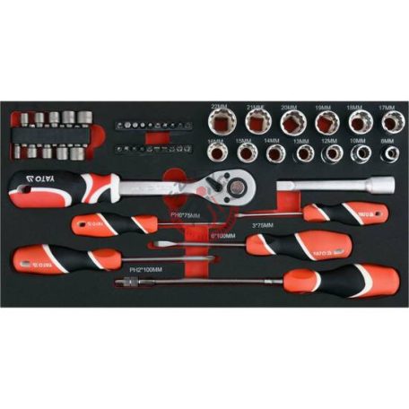 Gurulós szerszámos koffer 3 részes 2 fiókos szerszámokkal