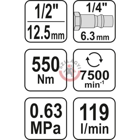 Légkulcs alu házas 1/2" 550Nm
