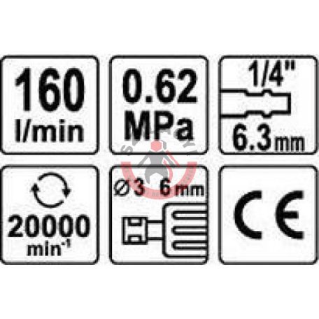 Levegős furatköszörű 3mm, 6mm befogó