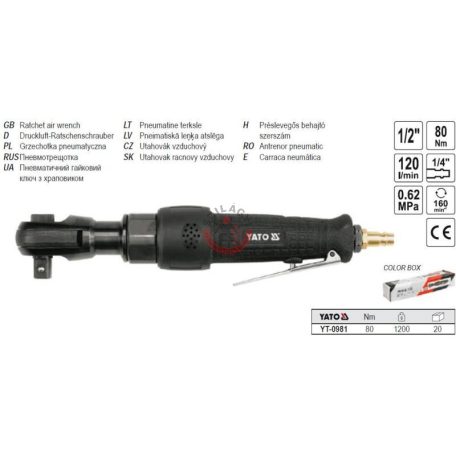 Levegős racsniskulcs 1/2" 80Nm