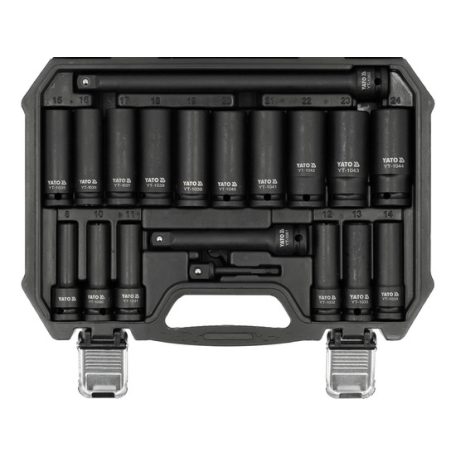 Hosszított gépi dugókulcs készlet 1/2" 19 részes 8-25 mm