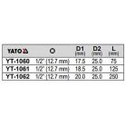 Gépi dugókulcs toldószár 1/2" 250 mm