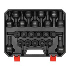   Ütvecsavarozó dugókulcs fej-készlet Torx / Imbusz 3/8" 22 részes