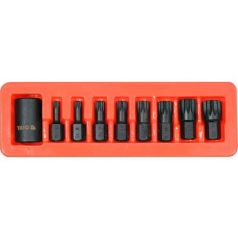   Gépi spline bit készlet 9 részes 1/2" M6-M18 mm dugókulcs adapterrel