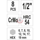 Gépi IMBUSZ kulcs készlet 1/2" 8 részes 6-19mm