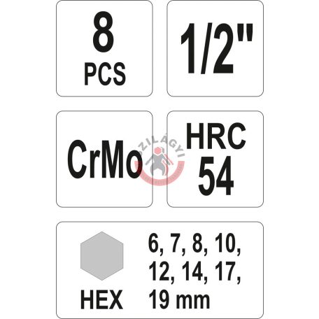 Gépi IMBUSZ kulcs készlet 1/2" 8 részes 6-19mm