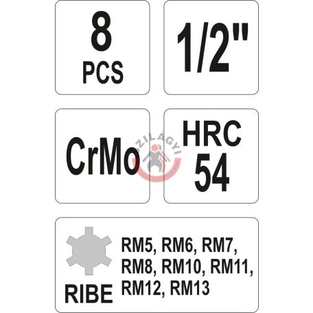 Gépi RIBE kulcs készlet 1/2" 8 részes RM5-13