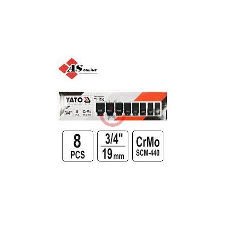 Hosszított gépi dugókulcs készlet 3/4 8 részes 22-41 mm