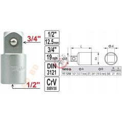 Átalakító 1/2"-ról 3/4"-ra