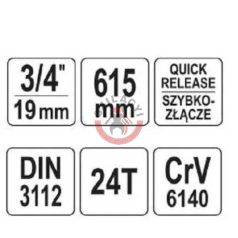 Racsnis hajtókar 3/4" 620mm