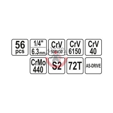 Dugókulcs készlet 1/4" 56 részes