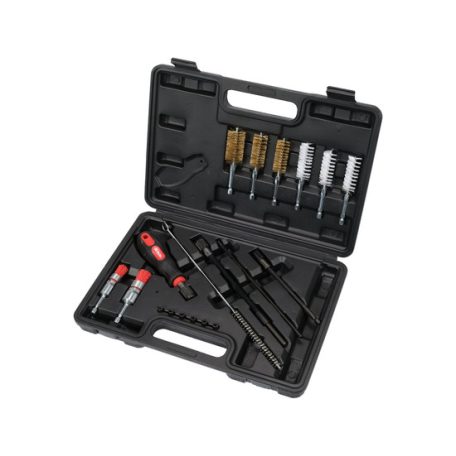 Befecskendezőszelep tisztító készlet 19 részes 1/4" inox, műanyag, réz kefék