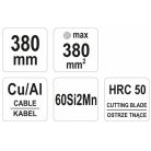 Racsnis kábelvágó fogó 380 mm d=22 mm