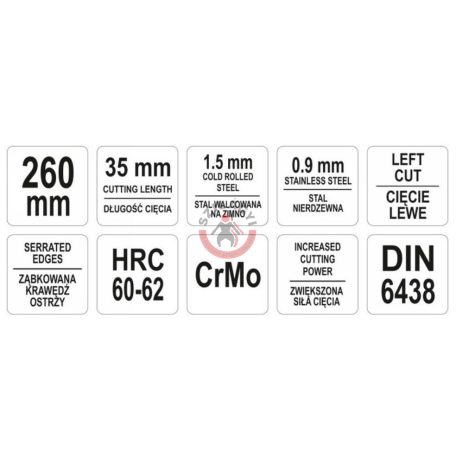 Lemezvágó olló balos 260mm