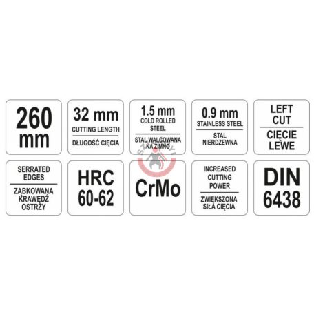 Lemezvágó olló balos 260mm