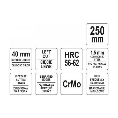 Lemezvágó olló 250 mm balos CrMo