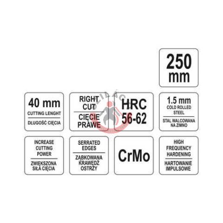 Lemezvágó olló 250mm HRC 56-62