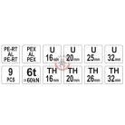 Krimpelő készlet 9részes PEX-AL-PEX csövekhez HT és U pofákkal