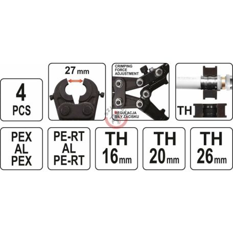 PEX-AL-PEX krimpelő készlet TH és U fejekhez,+ 3db TH fej