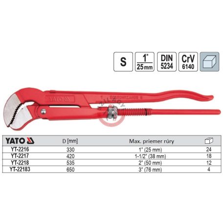 Csőfogó 1" S pofás