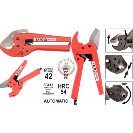 PVC csővágó olló 42mm /PVC, PP, PU, PE/