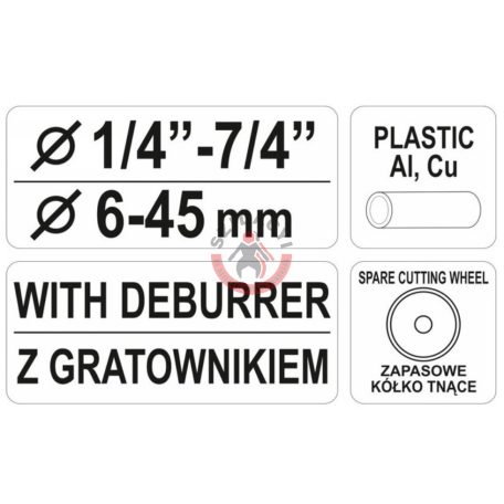 Csővágó 6-45mm /Steel, Al, Cu, Plastic/