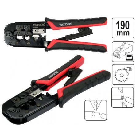 Krimpelő fogó UTP hálózati (RJ45) és telefon (RJ11) csatlakozókhoz