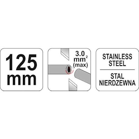 Kábelvágó rozsdamentes 125mm Max.: 3mm2