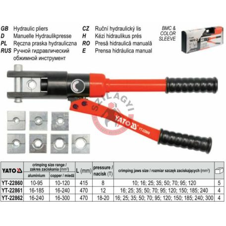Kézi hidraulikus prés 10-120mm2 Al, Cu