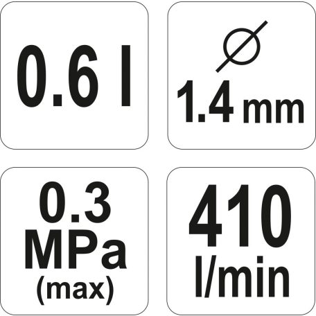 Festékszóró pisztoly felsőtartályos 0,6 L, HVLP 1,4mm